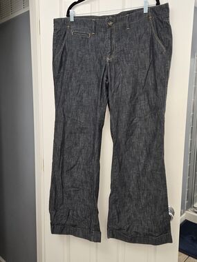 Old Navy The Diva Cuffed Wide Leg Jeans Dark Wash 100% Cotton Women Size 18